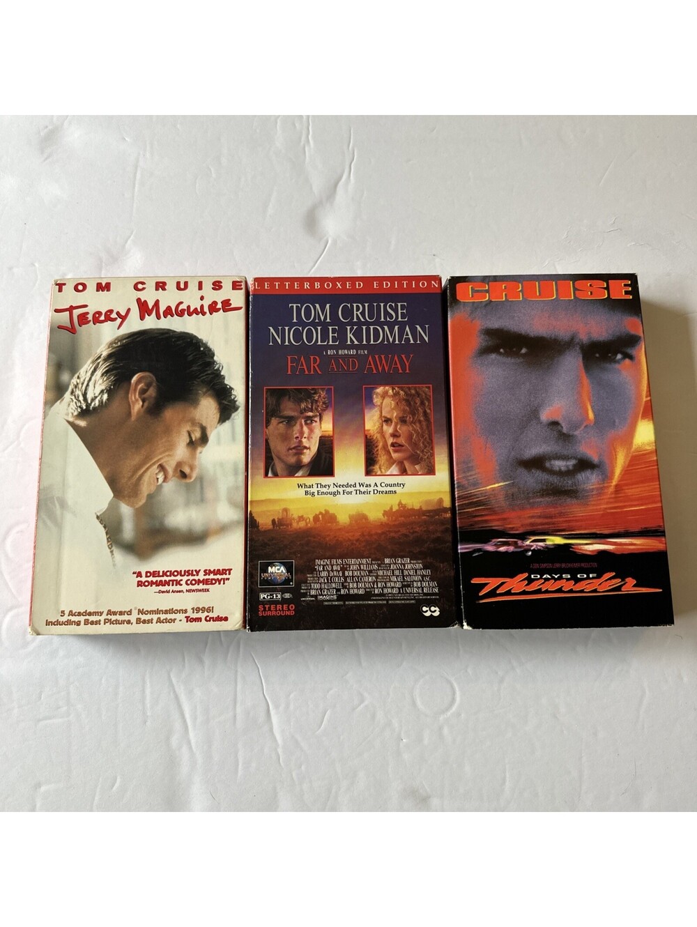 Tom Cruise 3 VHS Lot! Days Of Thunder Jerry Maguire Far And Away 3VHS